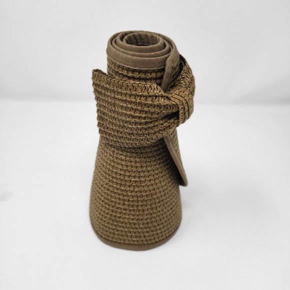 Brown Color Roll-Up Straw Hat, Summer Hat, Wide Brim Hat, Wide Brim Straw Visor - Picture 5 of 10